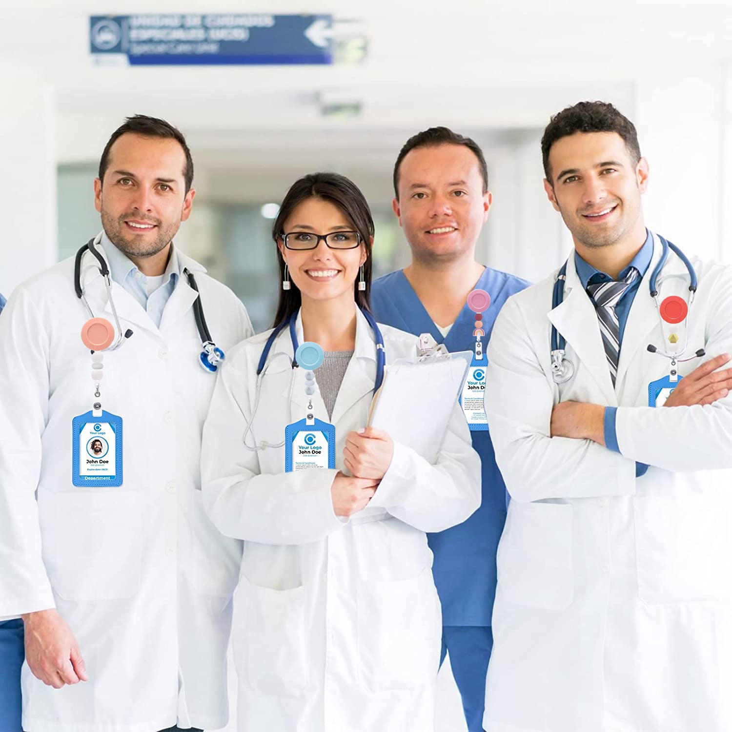 Wholesale Colored ABS Belt Clip Silicone Bead Badge Scroll Extendable Keychain